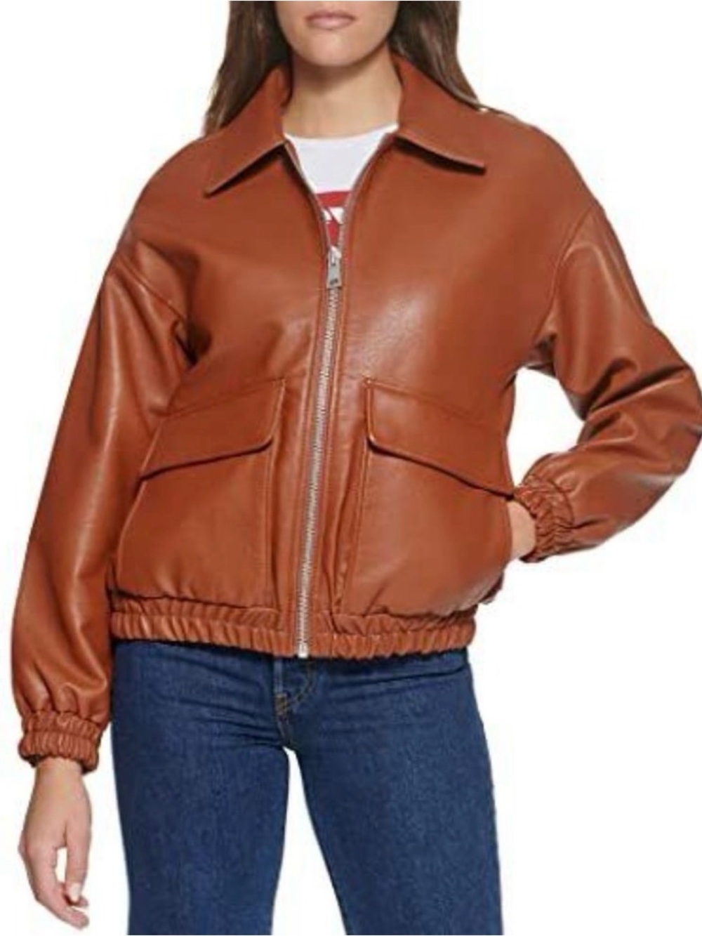 Levi's Women's XS Brown Faux Leather Bomber Jacket